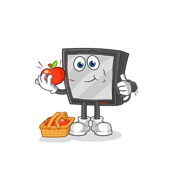 Eating Apple Illustration Character Vecto — Wektor stockowy