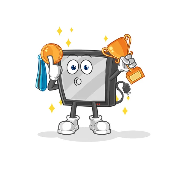 Winner Trophie Cartoon Characte — Stockvector