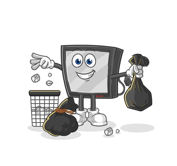 Throw Garbage Mascot Cartoon Vecto — Stockvector