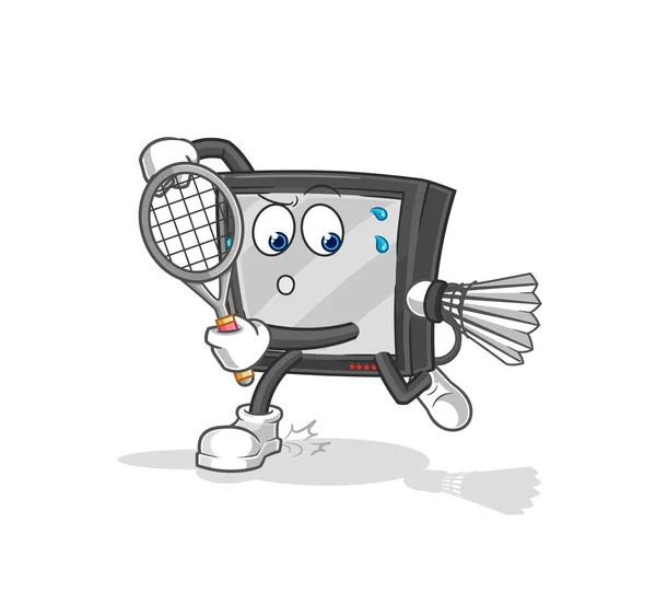 Playing Badminton Illustration Character Vecto — Vettoriale Stock