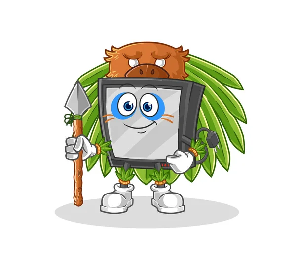Tribal Man Mascot Cartoon Vecto — Stockvektor