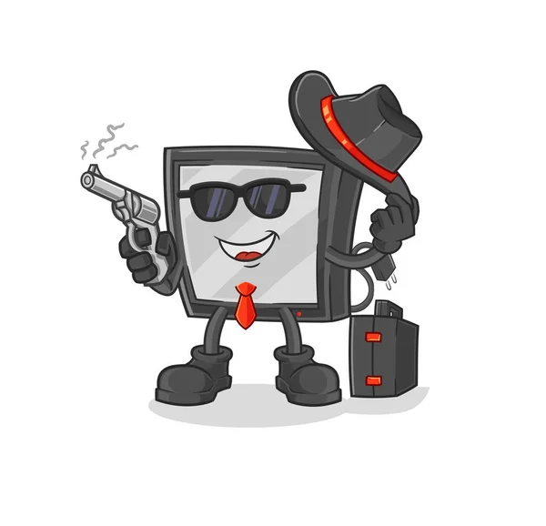 Mafia Gun Character Cartoon Mascot Vecto — Stock Vector