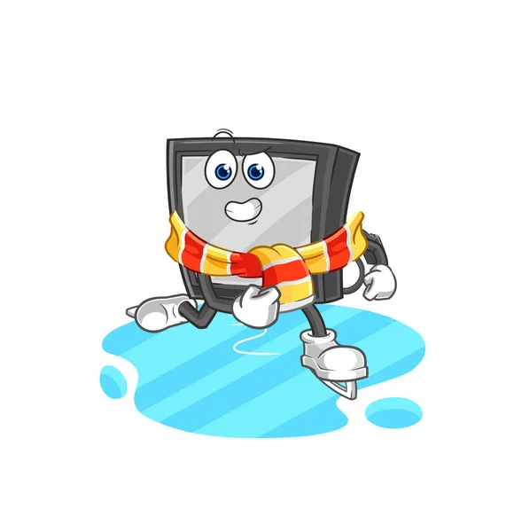 Ice Skiing Cartoon Character Mascot Vecto — Stockvector