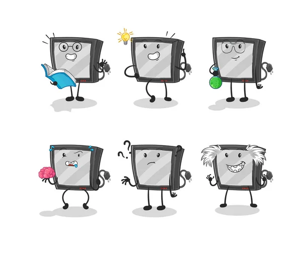 Thinking Group Character Cartoon Mascot Vecto — Stockvector