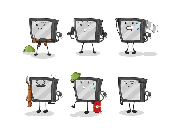 Troops Character Cartoon Mascot Vecto — Stockvector