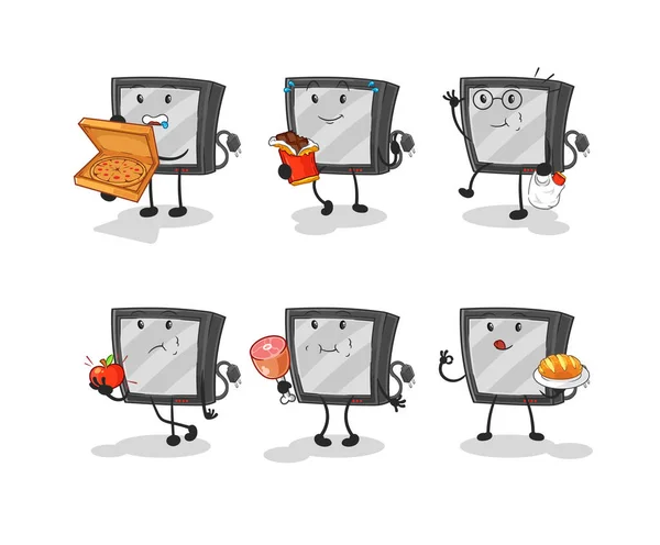 Food Set Character Cartoon Mascot Vecto — Vector de stock