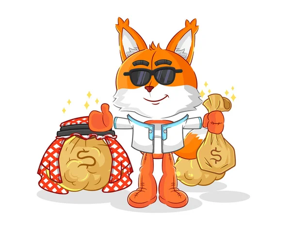 Fox Rich Arabian Mascot Cartoon Vecto — Vetor de Stock