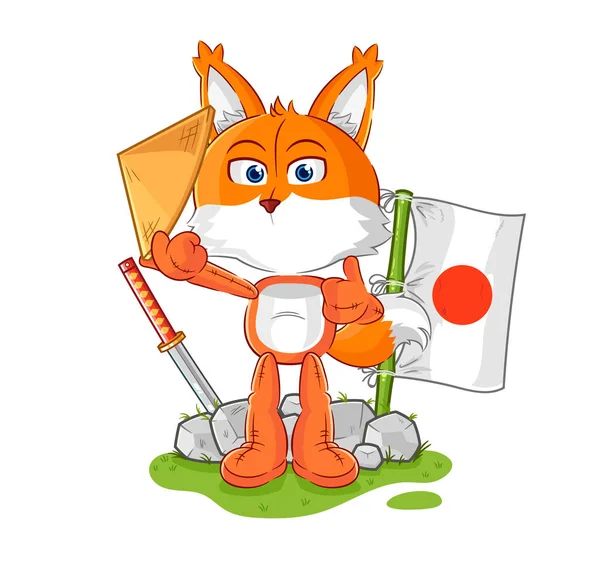 Fox Japanese Vector Cartoon Characte — Stock vektor