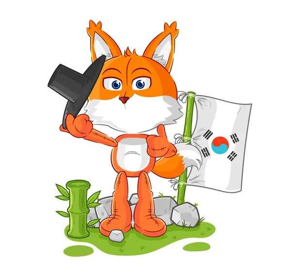 Fox Korean Character Cartoon Mascot Vecto — Vetor de Stock