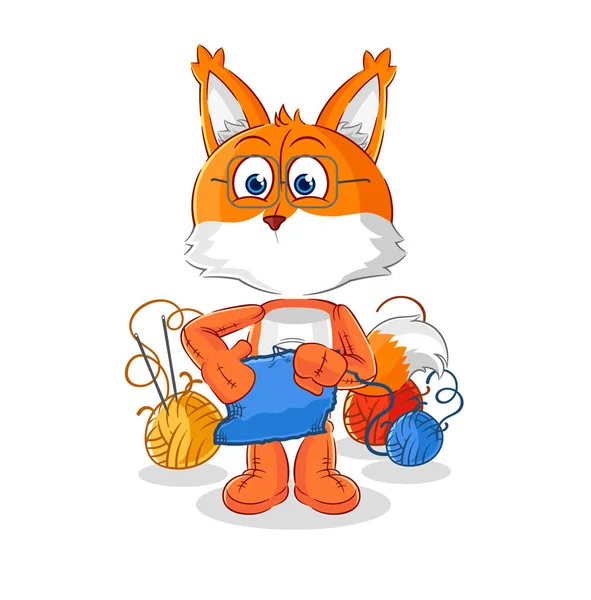 Fox Tailor Mascot Cartoon Vecto — Stockvector