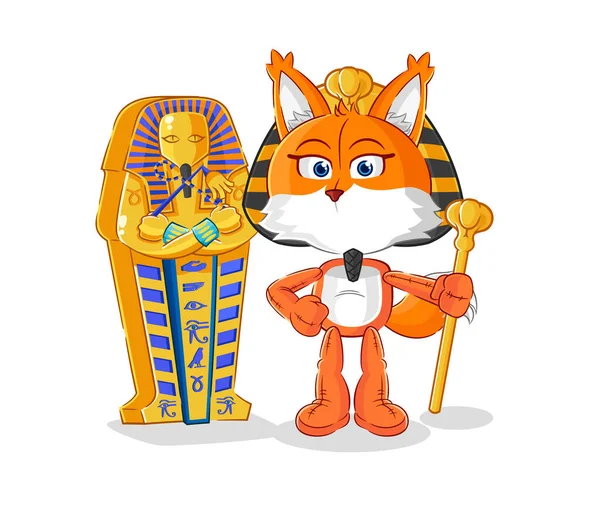 Fox Ancient Egypt Cartoon Cartoon Mascot Vecto — Archivo Imágenes Vectoriales