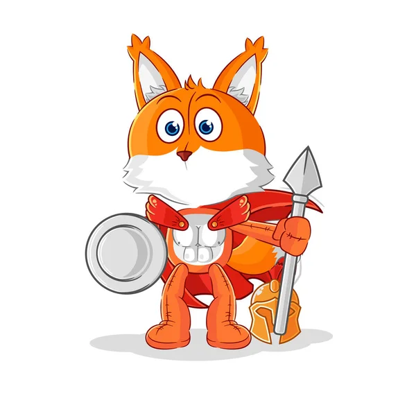 Fox Spartan Character Cartoon Mascot Vecto — 스톡 벡터