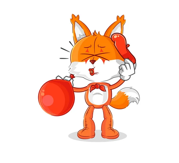Fox Pantomime Blowing Balloon Cartoon Mascot Vecto — Stockový vektor