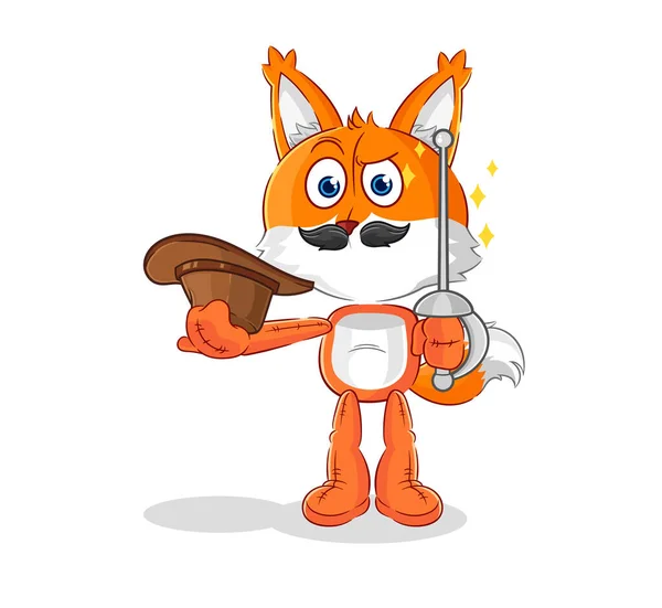 Fox Fencer Character Cartoon Mascot Vecto — Stockový vektor