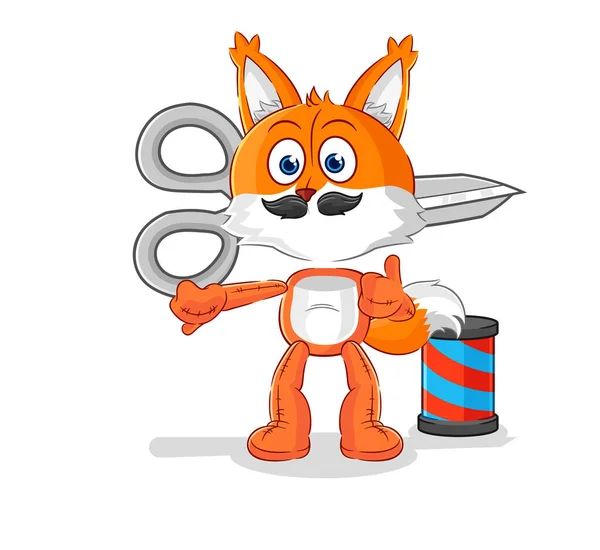 Fox Barber Cartoon Cartoon Mascot Vecto — Stockový vektor