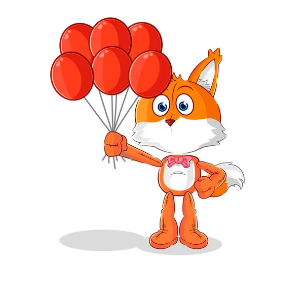 Fox Clown Balloons Vector Cartoon Characte — Stock Vector