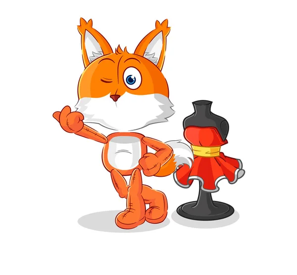 Fox Fashion Designer Vector Cartoon Characte — Stockový vektor