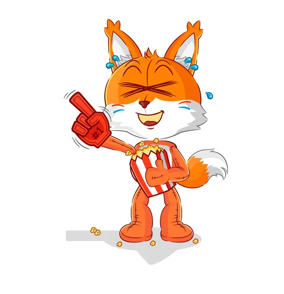 Fox Fan Popcorn Illustration Character Vecto — 스톡 벡터