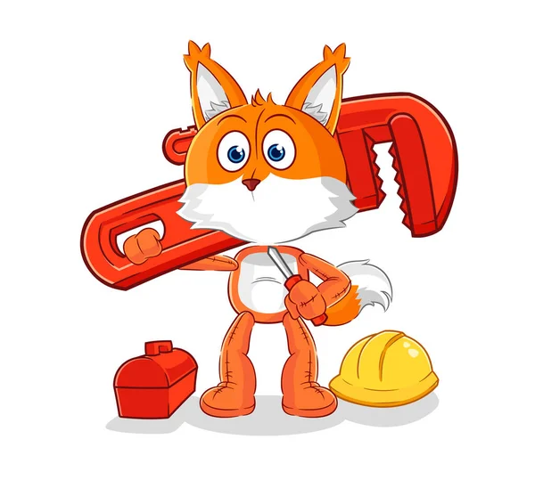 Fox Plumber Cartoon Cartoon Mascot Vecto — Stock Vector
