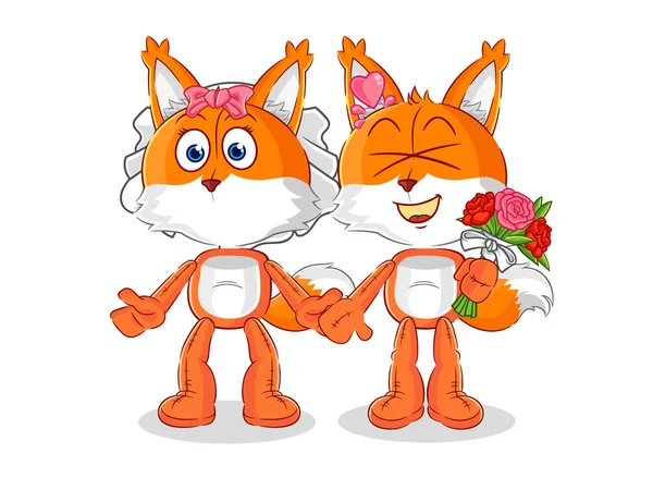 Fox Wedding Cartoon Cartoon Mascot Vecto — Stock vektor