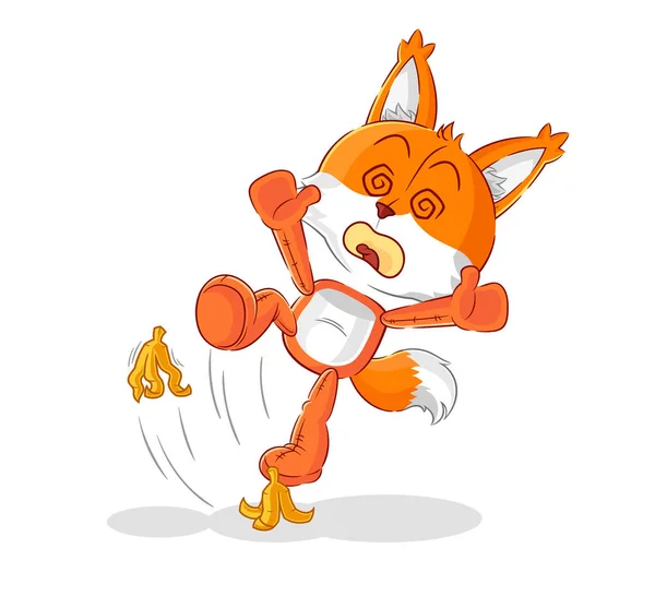 Fox Slipped Banana Cartoon Mascot Vecto — Stockový vektor