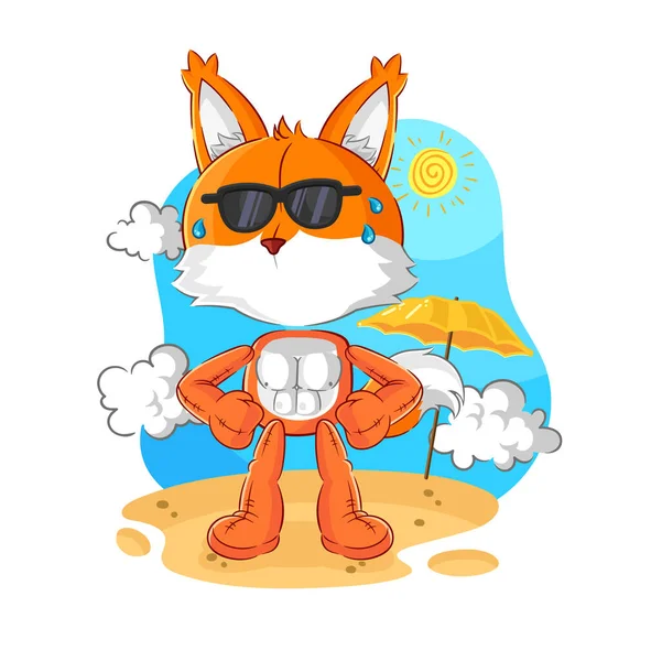 Fox Sunbathing Summer Character Vecto — 스톡 벡터