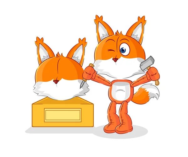 Fox Sculptor Character Cartoon Mascot Vecto — Stockový vektor