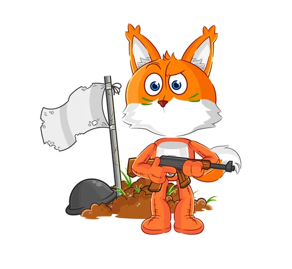 Fox Army Character Cartoon Mascot Vecto — Stockový vektor