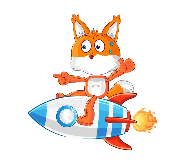 Fox Ride Rocket Cartoon Mascot Vecto — Stockový vektor