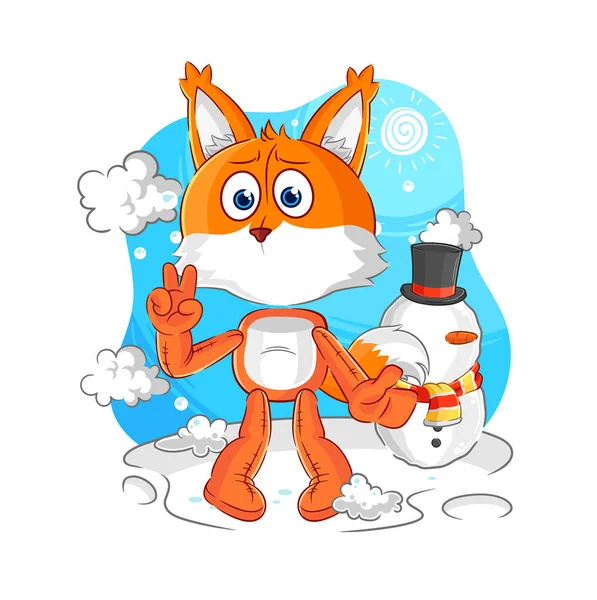 Fox Cold Winter Character Cartoon Mascot Vecto — Stockový vektor