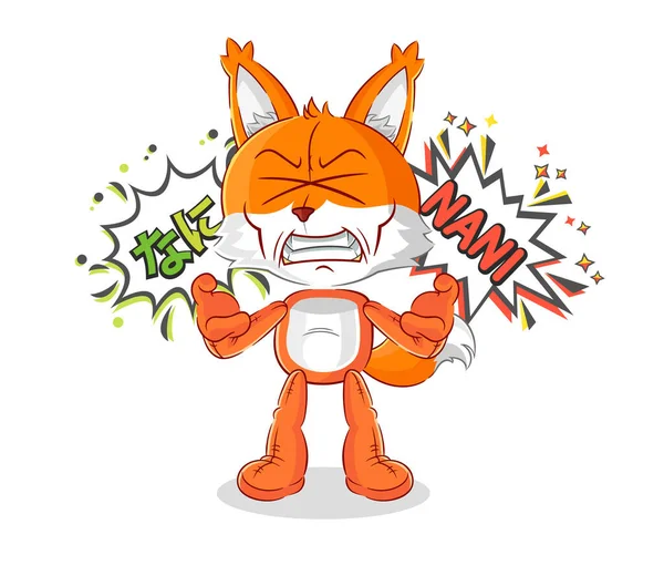 Fox Anime Angry Vector Cartoon Characte — Stockvector