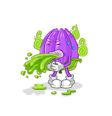 the tulip throw up cartoon. cartoon mascot vecto