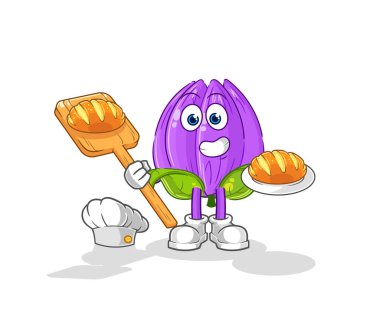 the tulip baker with bread. cartoon mascot vecto