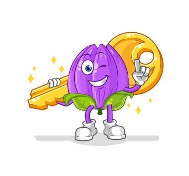 the tulip carry the key mascot. cartoon vecto