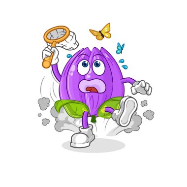 the tulip catch butterfly illustration. character vecto