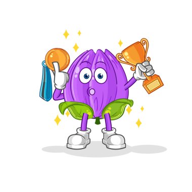 the tulip winner with trophie. cartoon characte