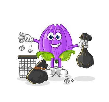 the tulip Throw garbage mascot. cartoon vecto