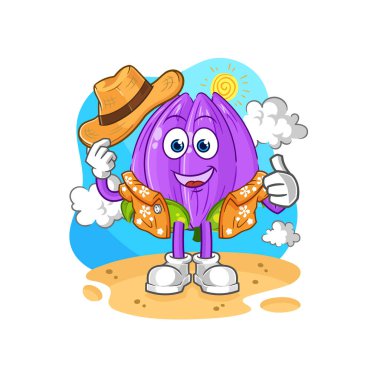 the tulip go on vacation. cartoon mascot vecto