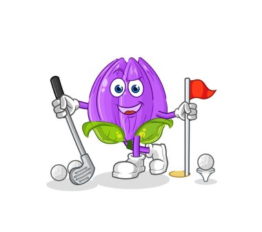 the tulip playing golf vector. cartoon characte