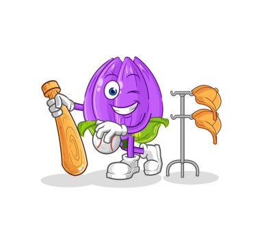 the tulip playing baseball mascot. cartoon vecto