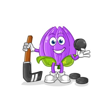 the tulip playing hockey vector. cartoon characte