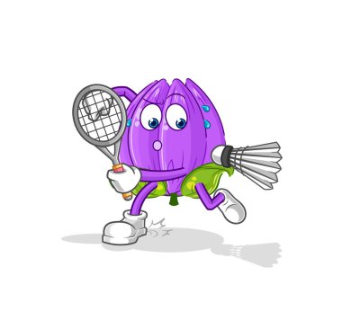 the tulip playing badminton illustration. character vecto