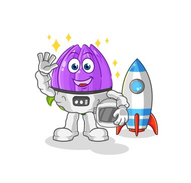 the tulip astronaut waving character. cartoon mascot vecto