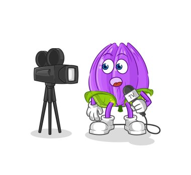 the tulip tv reporter cartoon. cartoon mascot vecto
