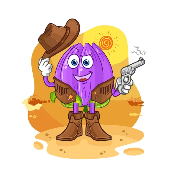 Tulip Cowboy Gun Character Vecto —  Vetores de Stock