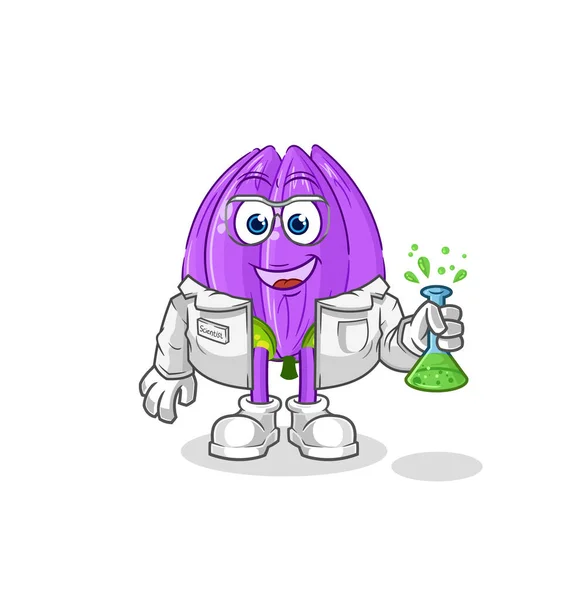 Tulip Scientist Character Cartoon Mascot Vecto — Stok Vektör