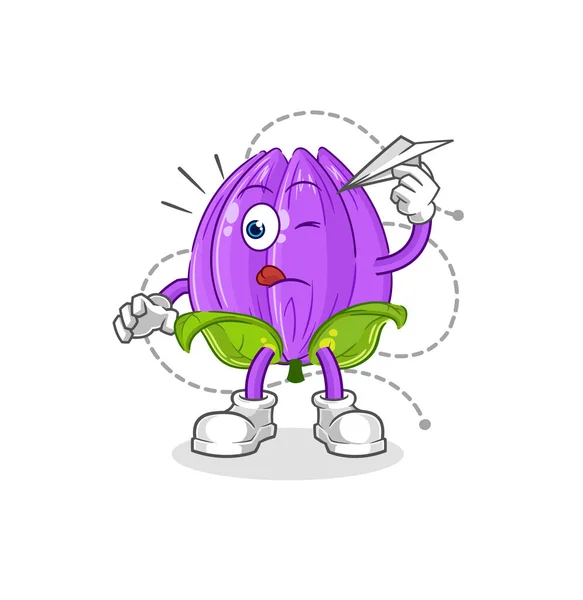 Tulip Paper Plane Character Cartoon Mascot Vecto — Stok Vektör