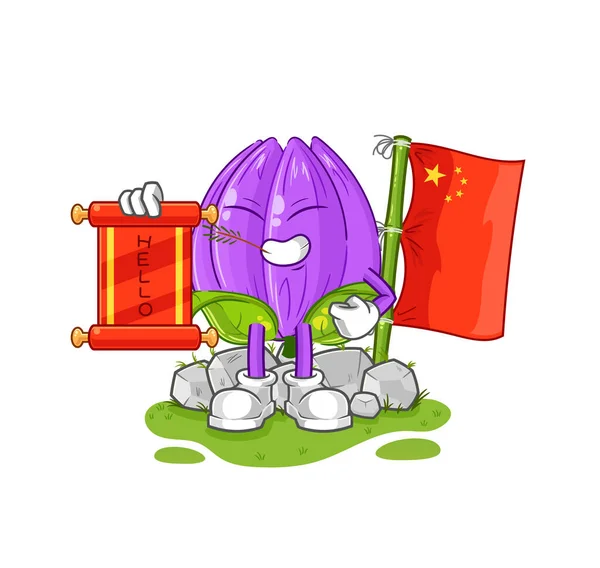 Tulip Chinese Cartoon Cartoon Mascot Vecto — Vettoriale Stock
