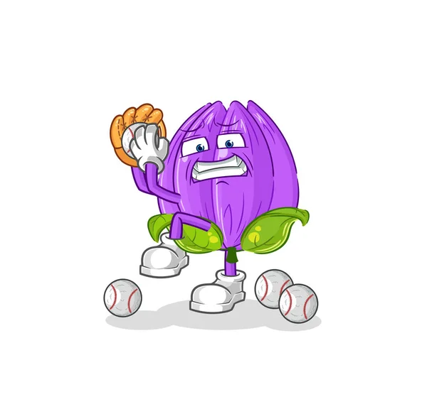 Tulip Baseball Pitcher Cartoon Cartoon Mascot Vecto — Image vectorielle