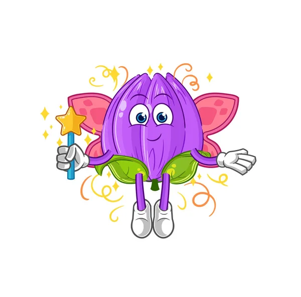 Tulip Fairy Wings Stick Cartoon Mascot Vecto — Image vectorielle